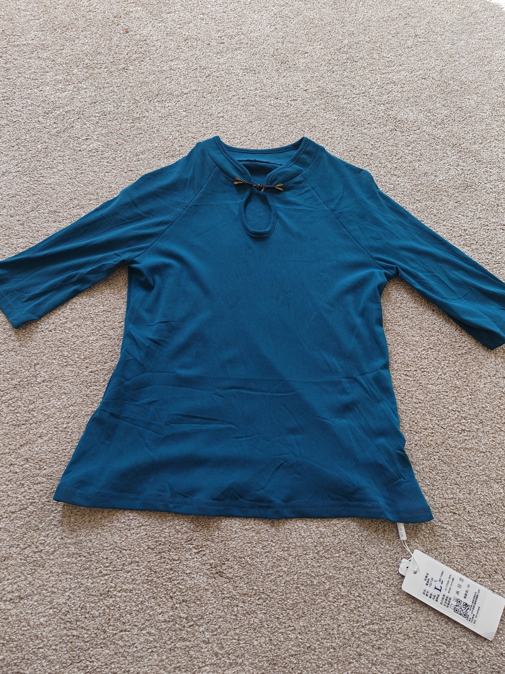 Women’s Teal Keyhole Tie Top